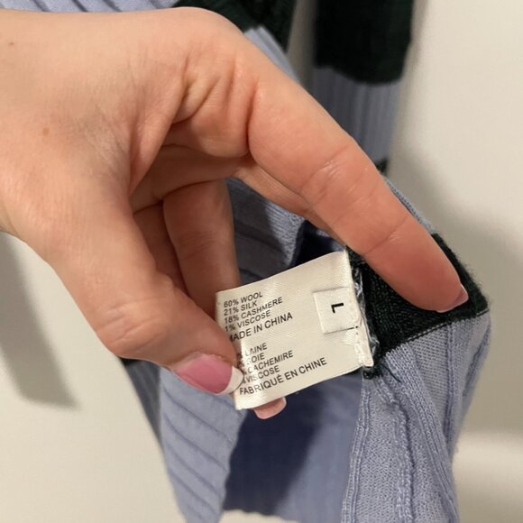 Proenza Schouler Two Toned Blue Ribbed Cardigan Sweater Size Large - Picture 5 of 6